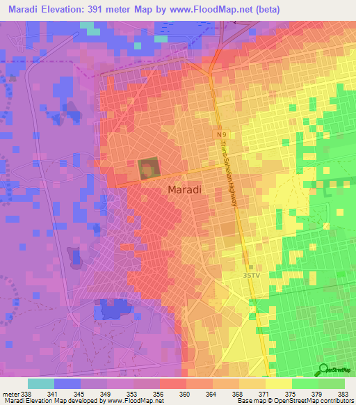 Maradi,Niger Elevation Map