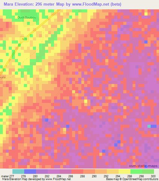 Mara,Niger Elevation Map
