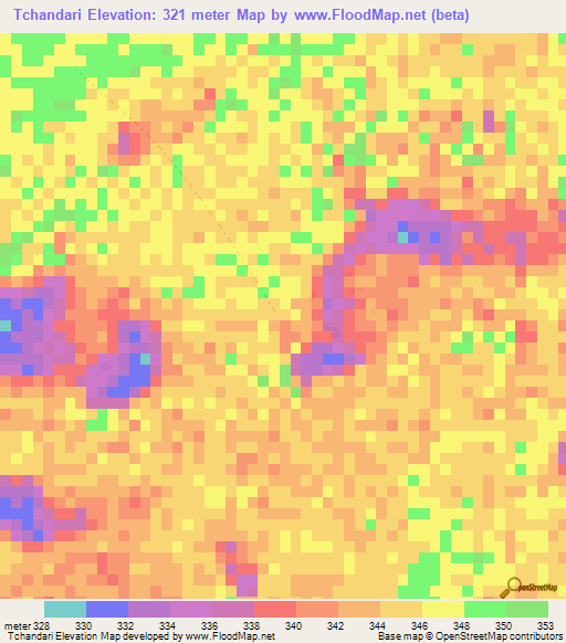 Tchandari,Niger Elevation Map