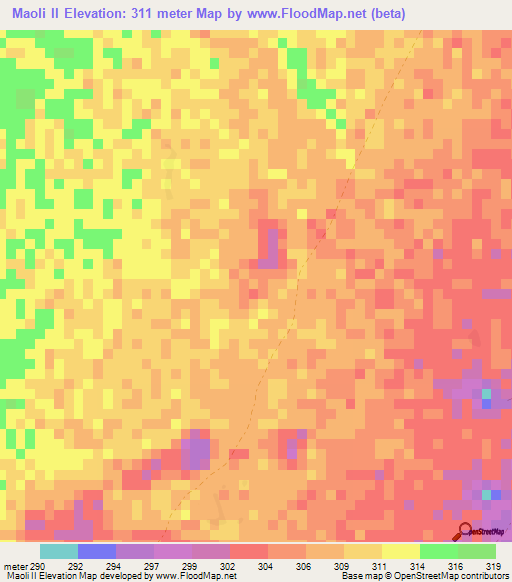 Maoli II,Niger Elevation Map