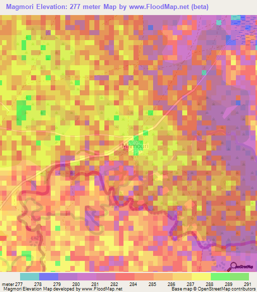 Magmori,Niger Elevation Map