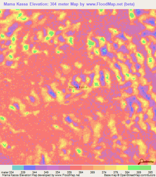 Mama Kassa,Niger Elevation Map