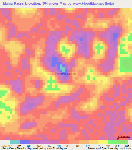 Mama Kassa,Niger Elevation Map