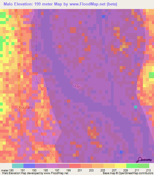 Malo,Niger Elevation Map