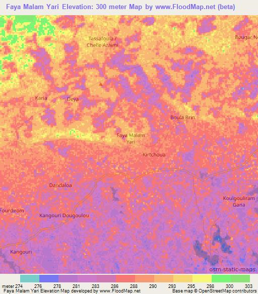 Faya Malam Yari,Niger Elevation Map