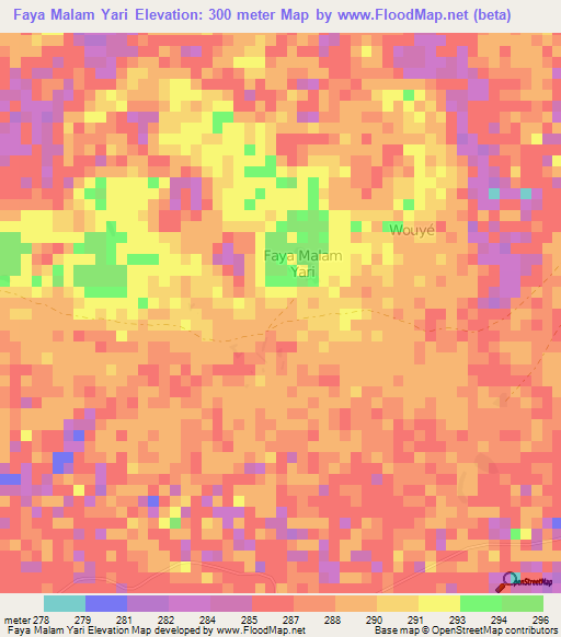 Faya Malam Yari,Niger Elevation Map