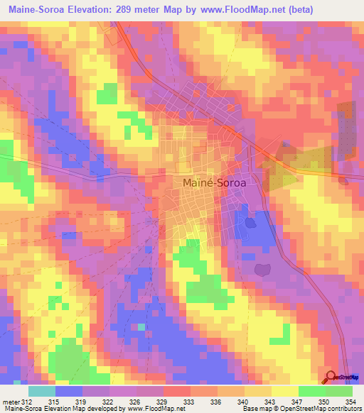 Maine-Soroa,Niger Elevation Map