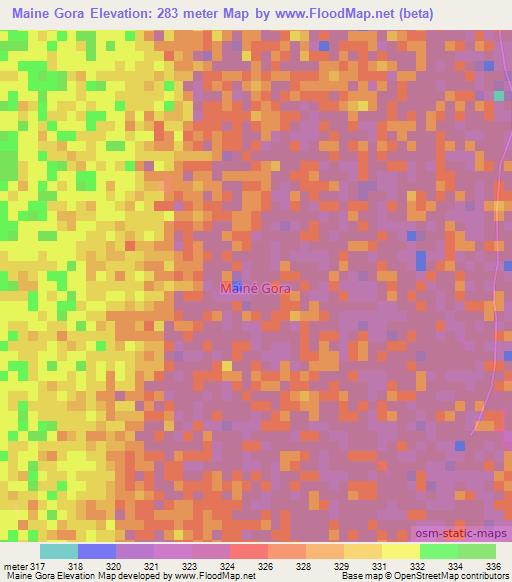 Maine Gora,Niger Elevation Map