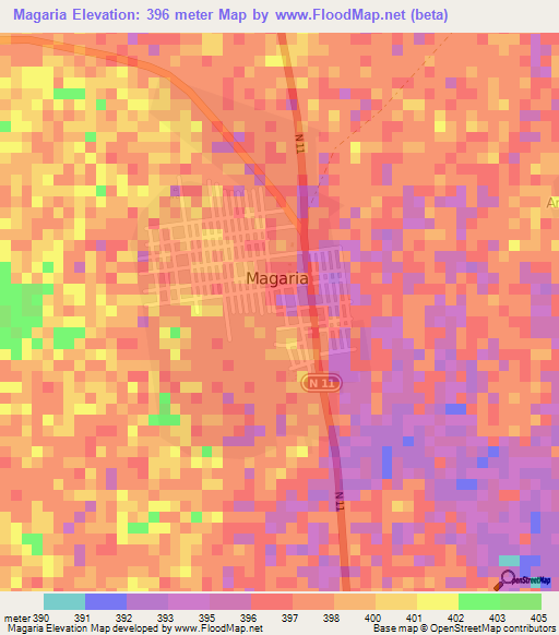 Magaria,Niger Elevation Map