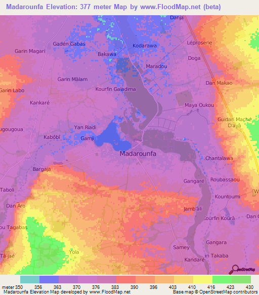 Madarounfa,Niger Elevation Map