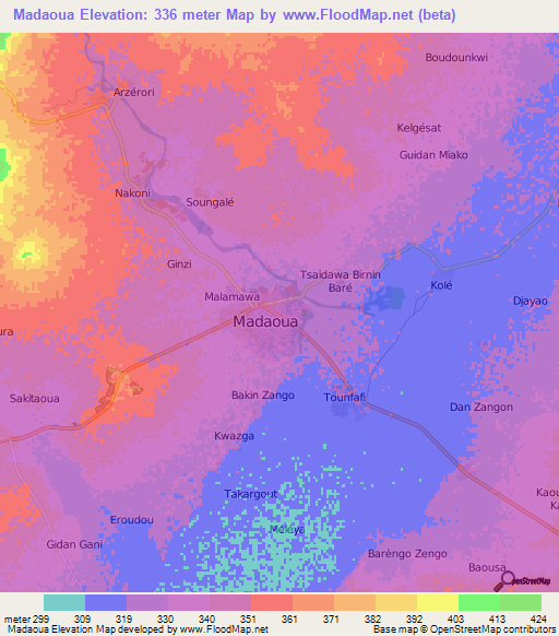 Madaoua,Niger Elevation Map