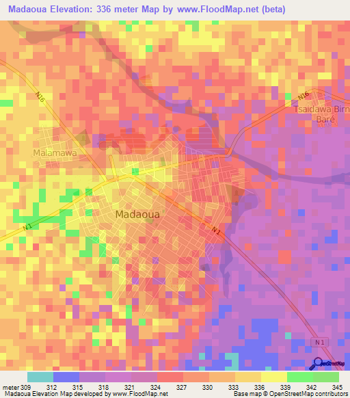 Madaoua,Niger Elevation Map