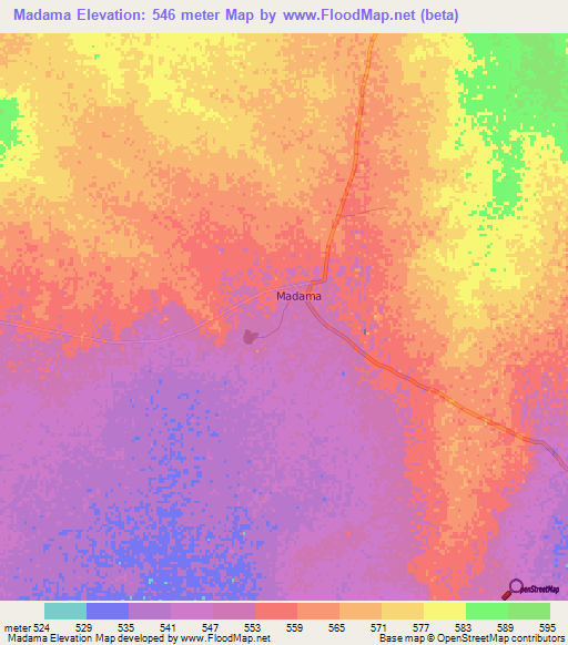 Madama,Niger Elevation Map