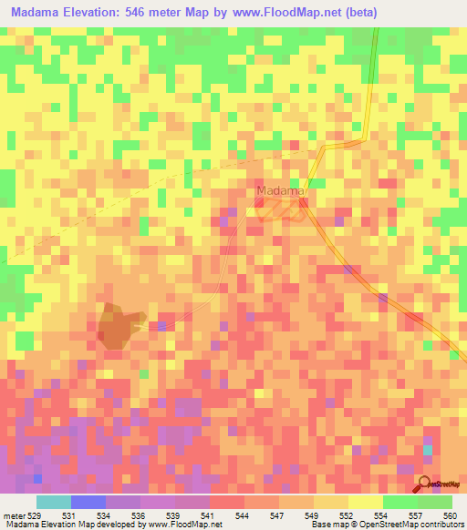 Madama,Niger Elevation Map