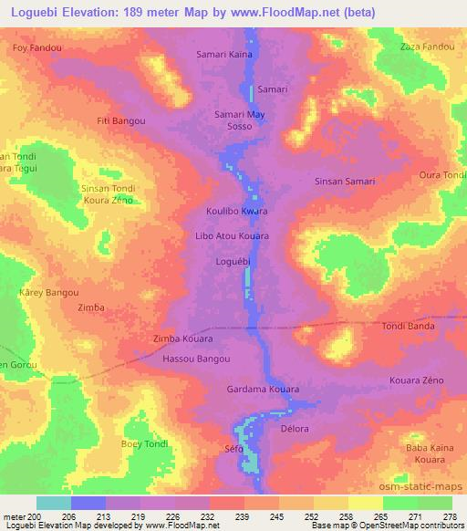 Loguebi,Niger Elevation Map