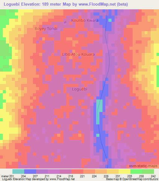 Loguebi,Niger Elevation Map