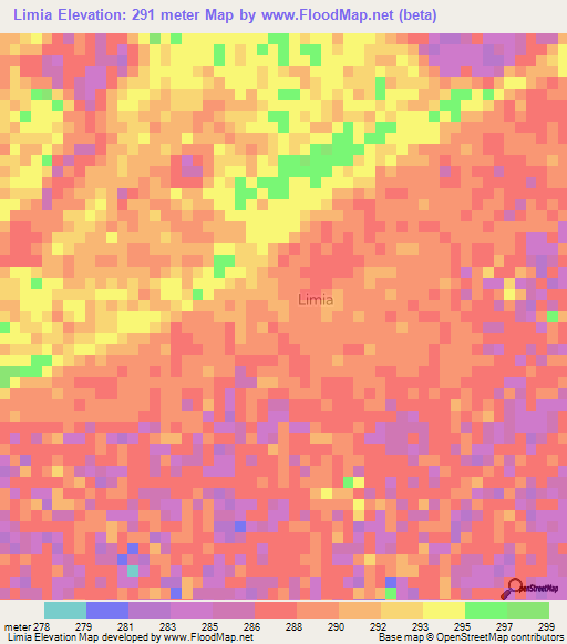 Limia,Niger Elevation Map