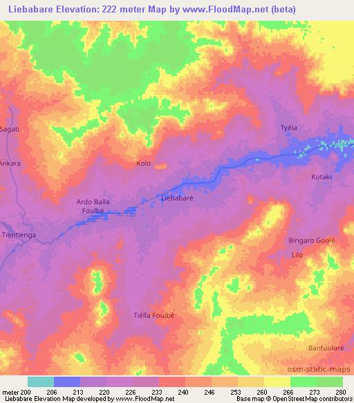 Liebabare,Niger Elevation Map