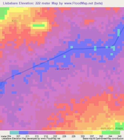 Liebabare,Niger Elevation Map