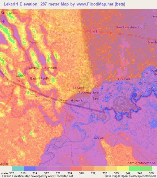 Lekariri,Niger Elevation Map