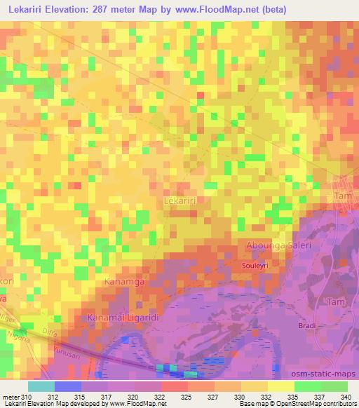 Lekariri,Niger Elevation Map