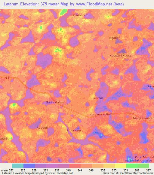 Lataram,Niger Elevation Map