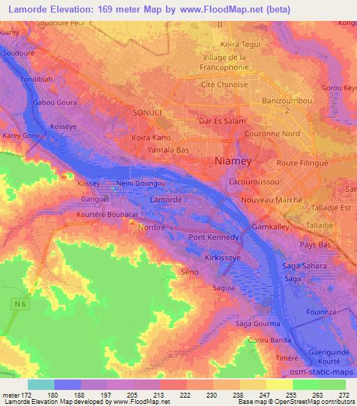 Lamorde,Niger Elevation Map