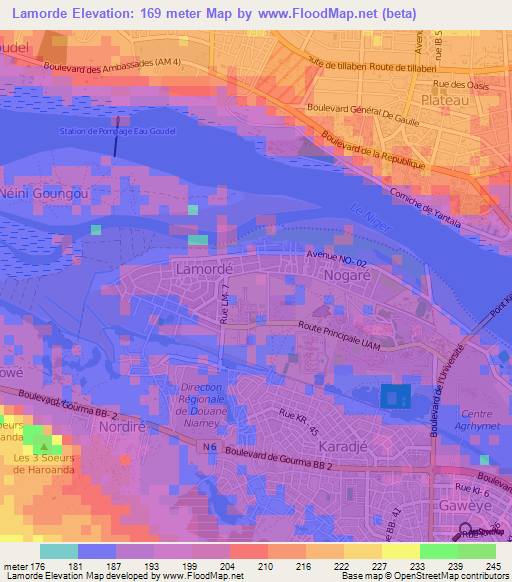 Lamorde,Niger Elevation Map