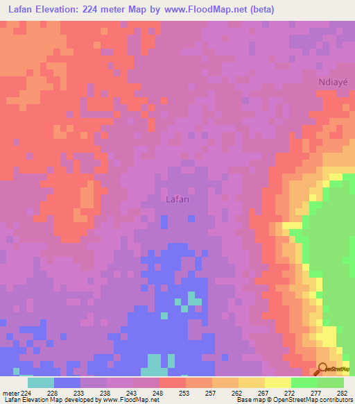 Lafan,Niger Elevation Map