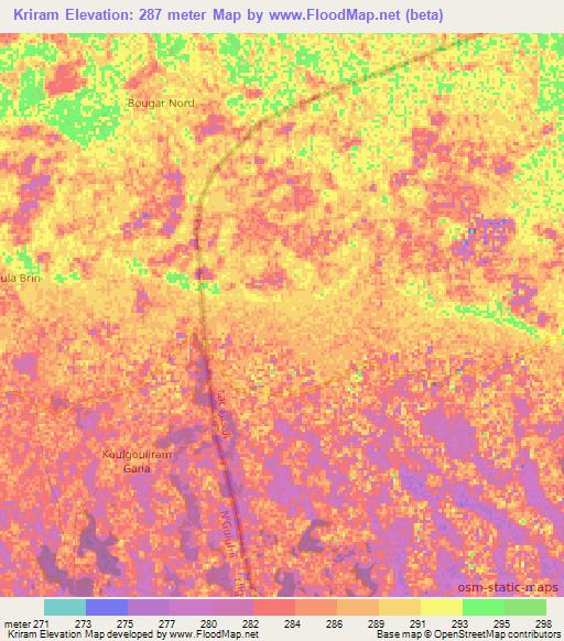 Kriram,Niger Elevation Map