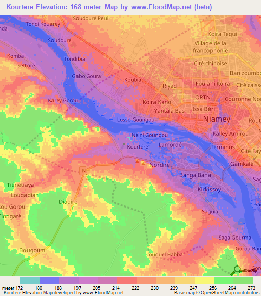 Kourtere,Niger Elevation Map