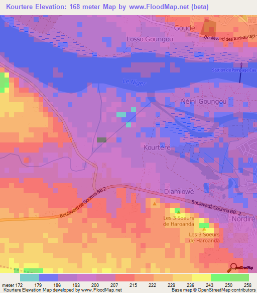 Kourtere,Niger Elevation Map