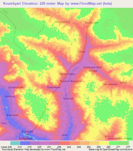 Koumbyari,Niger Elevation Map