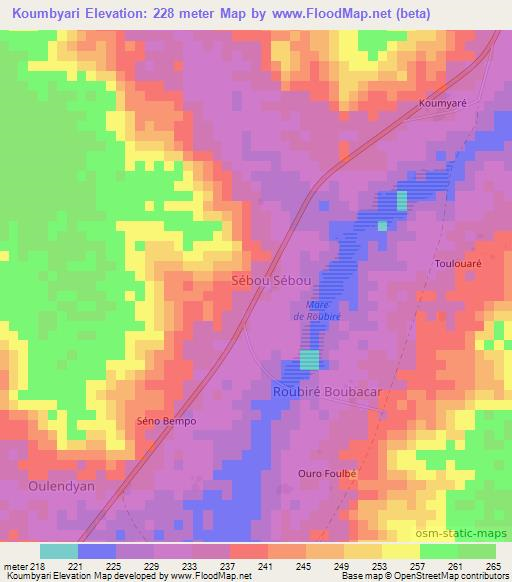 Koumbyari,Niger Elevation Map