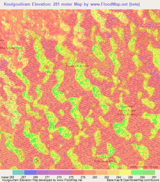 Koulgouliram,Niger Elevation Map