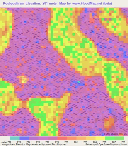 Koulgouliram,Niger Elevation Map