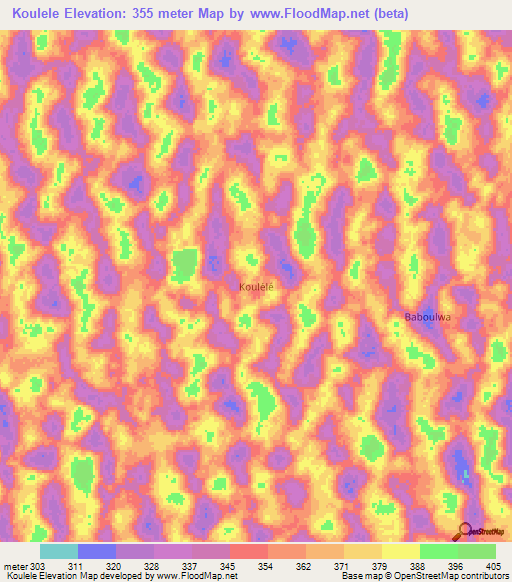 Koulele,Niger Elevation Map