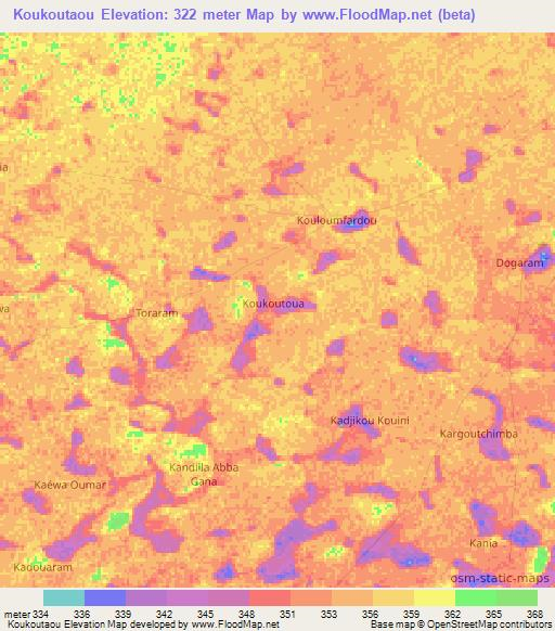 Koukoutaou,Niger Elevation Map