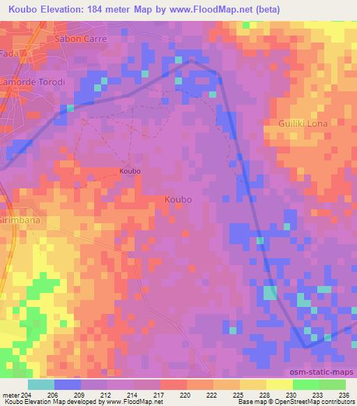 Koubo,Niger Elevation Map