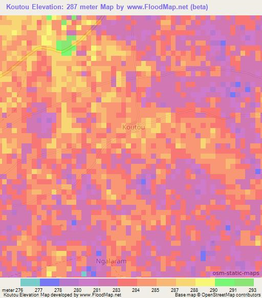 Koutou,Niger Elevation Map