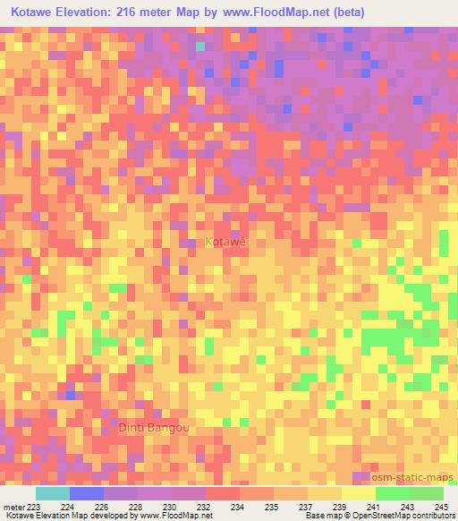 Kotawe,Niger Elevation Map