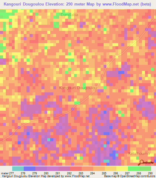 Kangouri Dougoulou,Niger Elevation Map