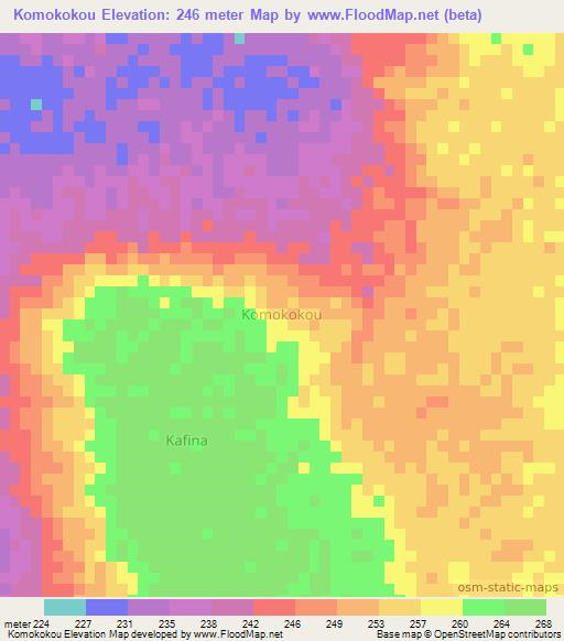 Komokokou,Niger Elevation Map