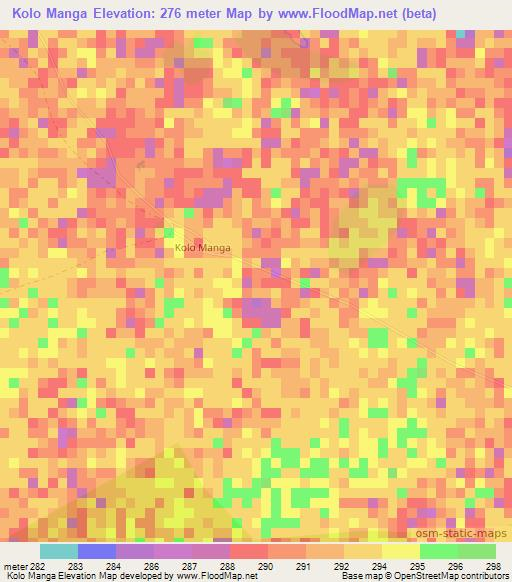 Kolo Manga,Niger Elevation Map