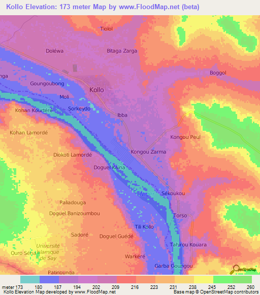 Kollo,Niger Elevation Map