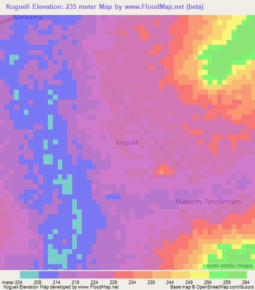 Kogueli,Niger Elevation Map