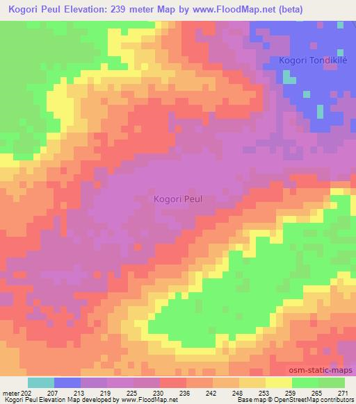 Kogori Peul,Niger Elevation Map