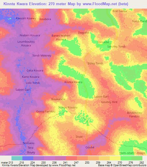 Kinnta Kwara,Niger Elevation Map