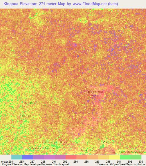 Kingoua,Niger Elevation Map