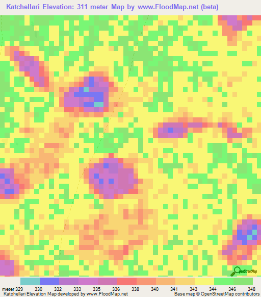 Katchellari,Niger Elevation Map